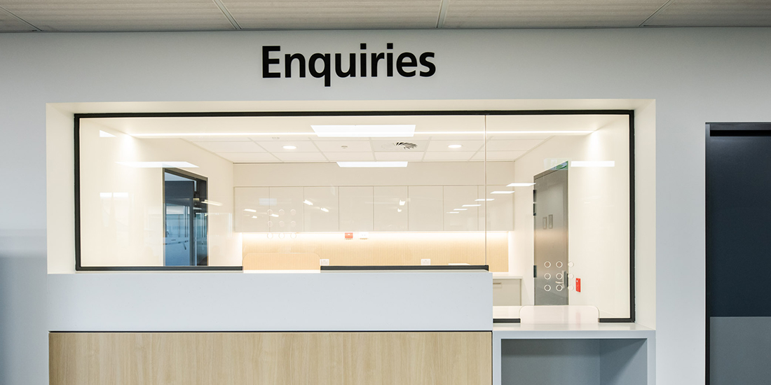 Enquiries desk in the Renal Dialysis Unit, Noarlunga Hospital